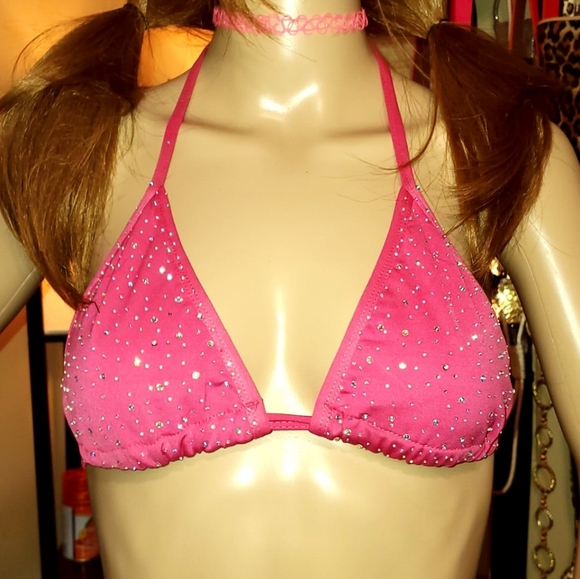 New! Neon Pink Bikini With Sparkling Rhinestones! - Picture 2 of 3